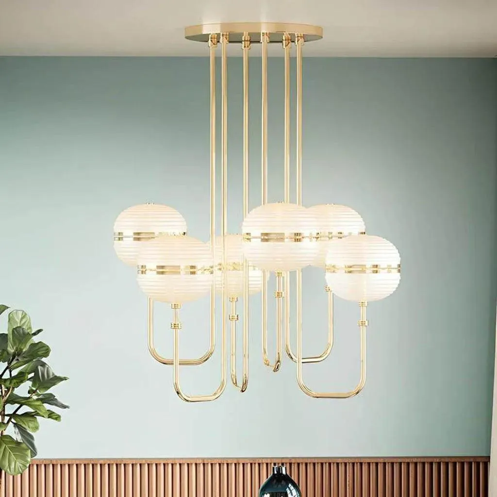 Mystic Aura Golden Finish Luxe Chandelier (0827/6)