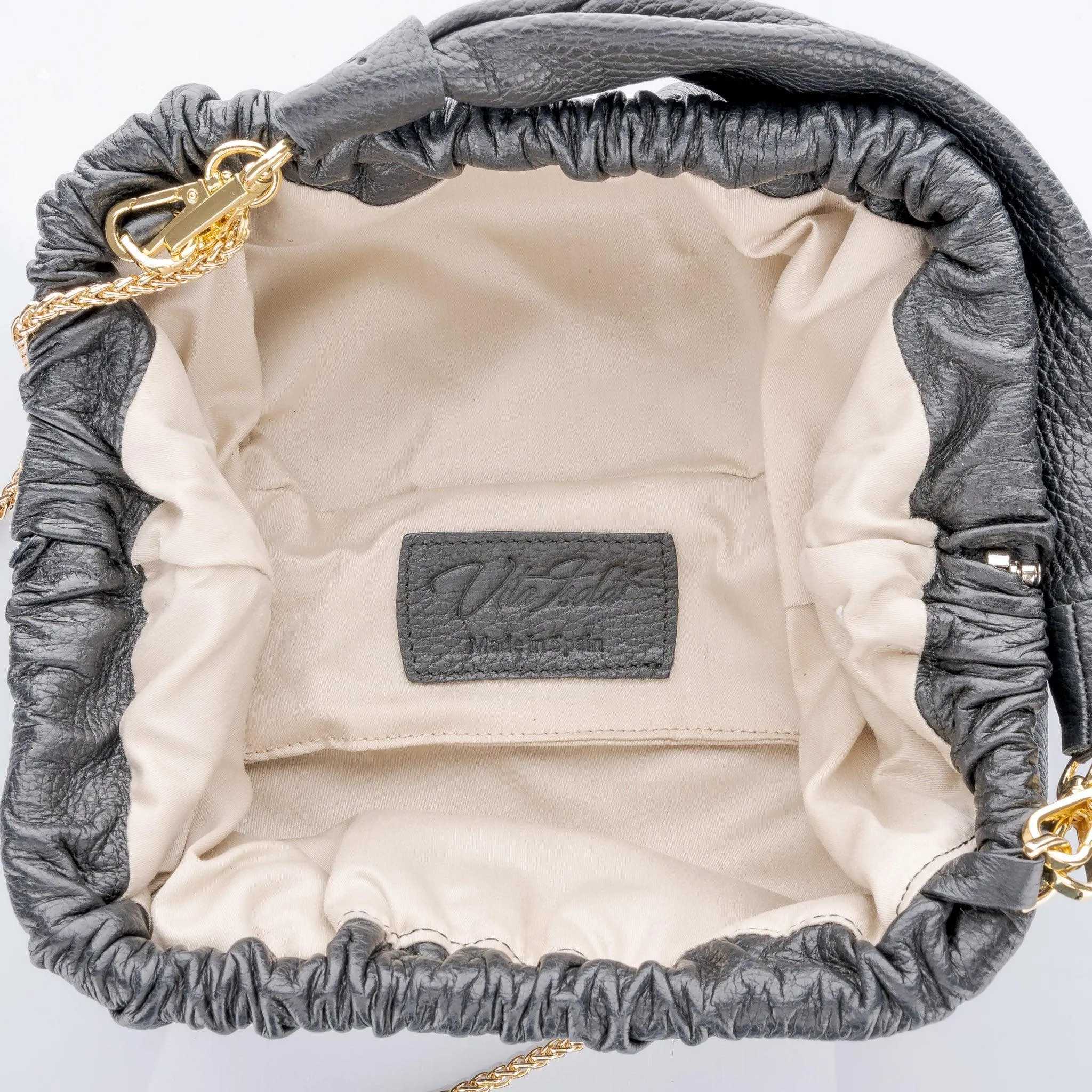Natalia  Mini - Full Grain Leather Clutch Bag -Black