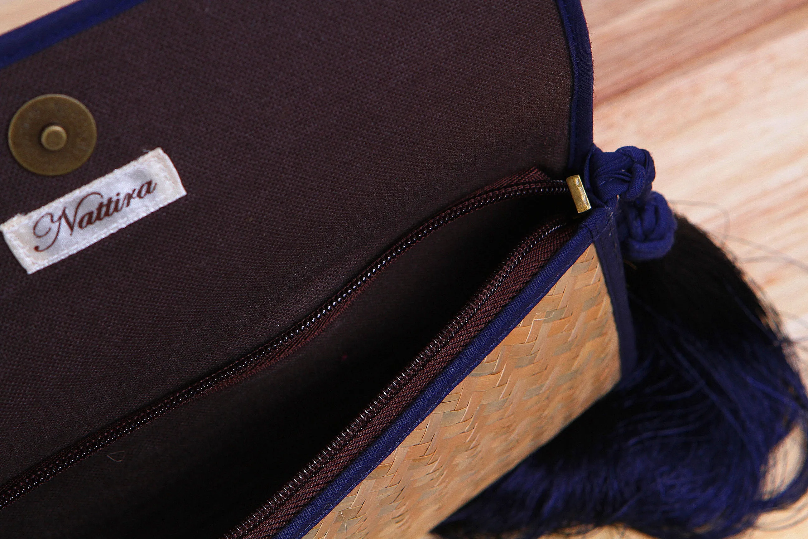 Nattira - Clutch Bag With Tassel (Navy)