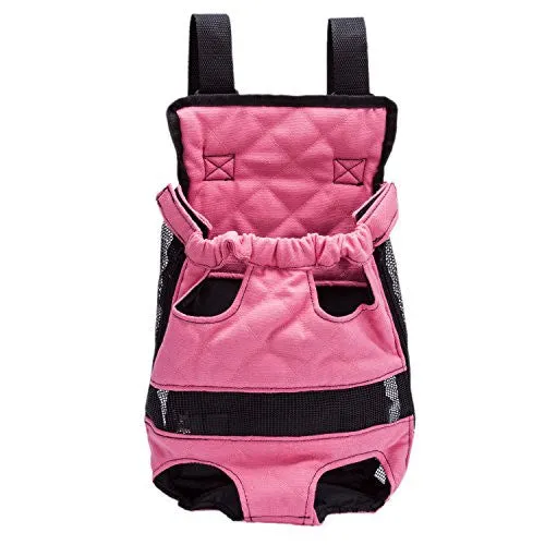 Pettom Front Cat Dog Backpack Travel Bag Carrier Free Your Hands Lightweight and Safe (L)