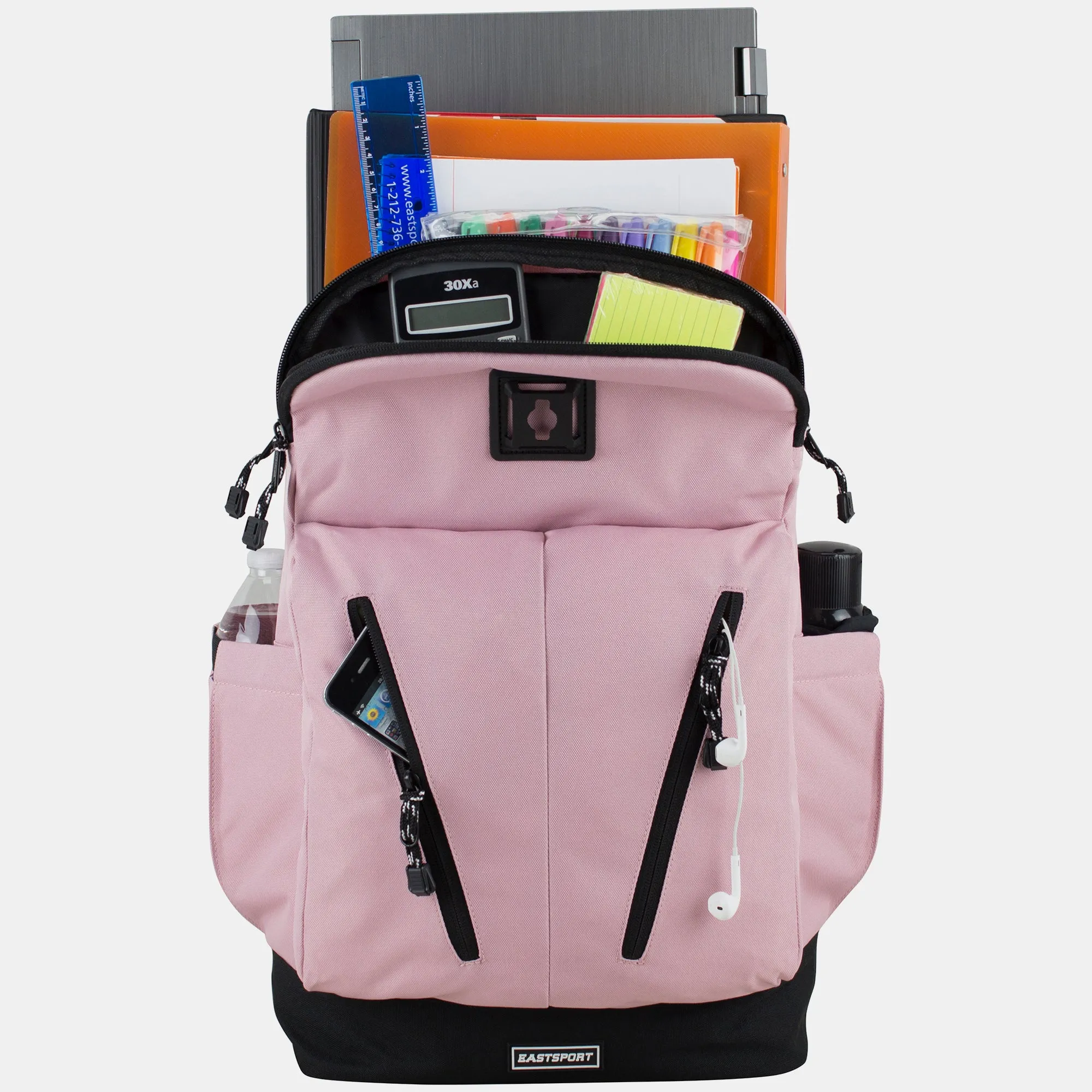 Pink Ice Laptop Backpack Travel Recycled Polyester Large Capacity Water Resistant Bag - Optional Accessories