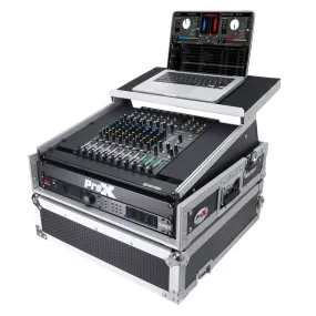 ProX T-2MRLT 2U Rack Front and 10U Top Mixer Mobile DJ Combo ATA Flight Style Case with Laptop Shelf