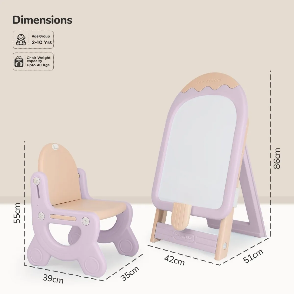R for Rabbit Little Genius Candy- Set of Board & Chair- Purple