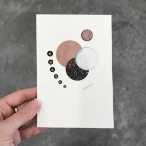 Rose Gold Circle - Postcard Experiment - original drawing