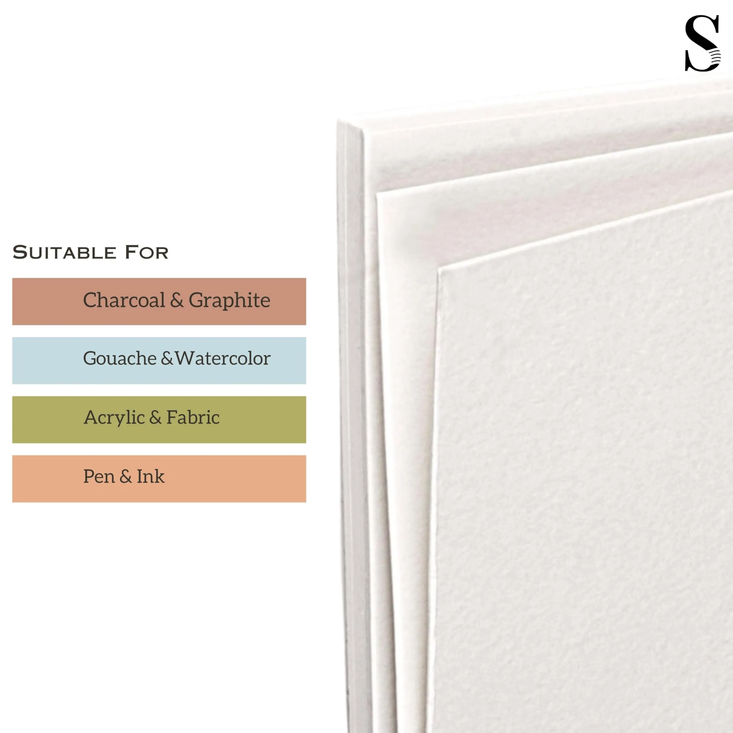 Stationerie Mix Media Heavy Buff Cartridge Pad 36 Sheet, 72 Pages for Watercolor, Acrylic, Gouache, Pen, Pencil, Charcoal, Dry Mix Media (A3)(240 GSM)