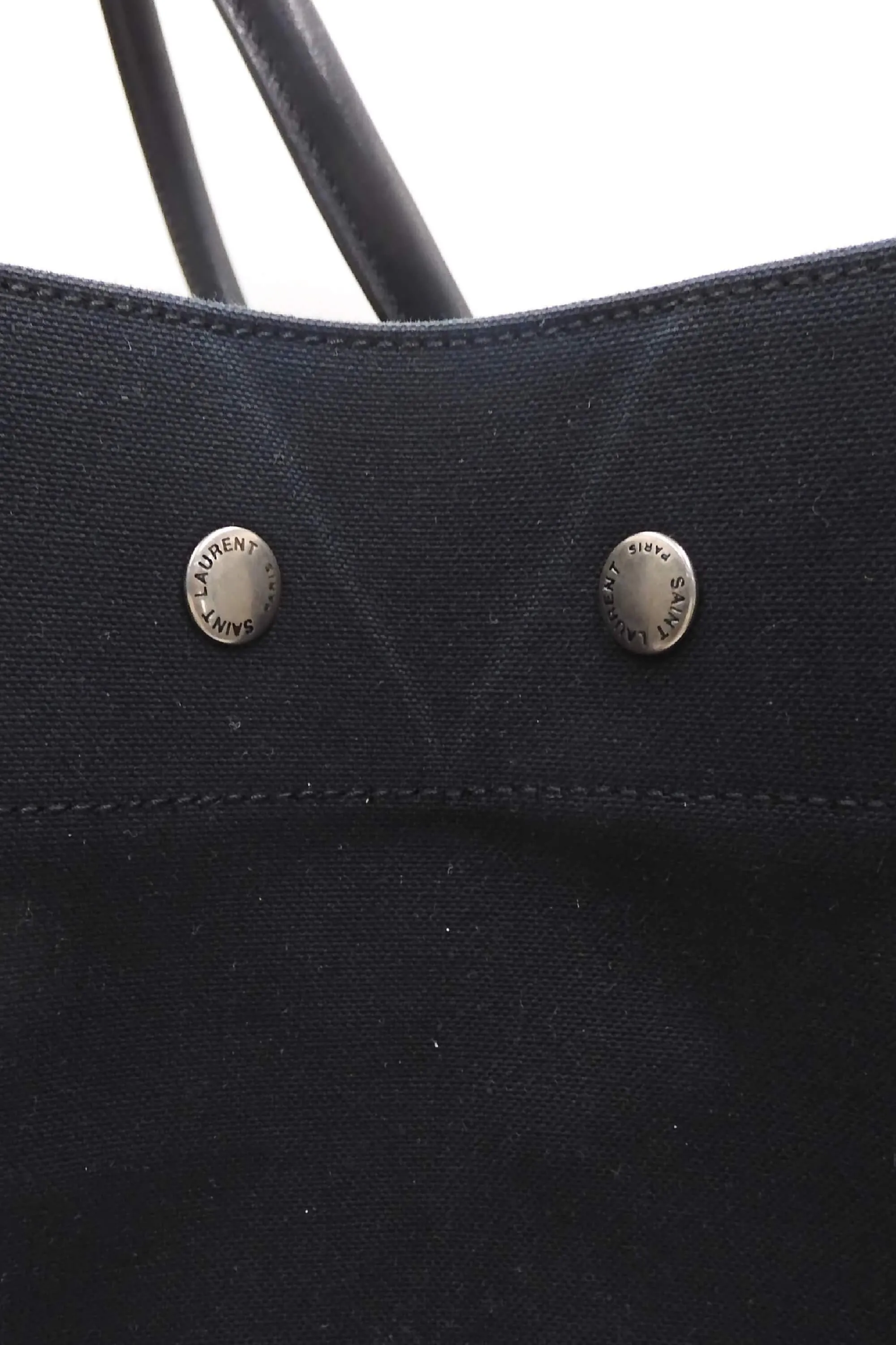 Striped Canvas Noe Cabas Tote Black White