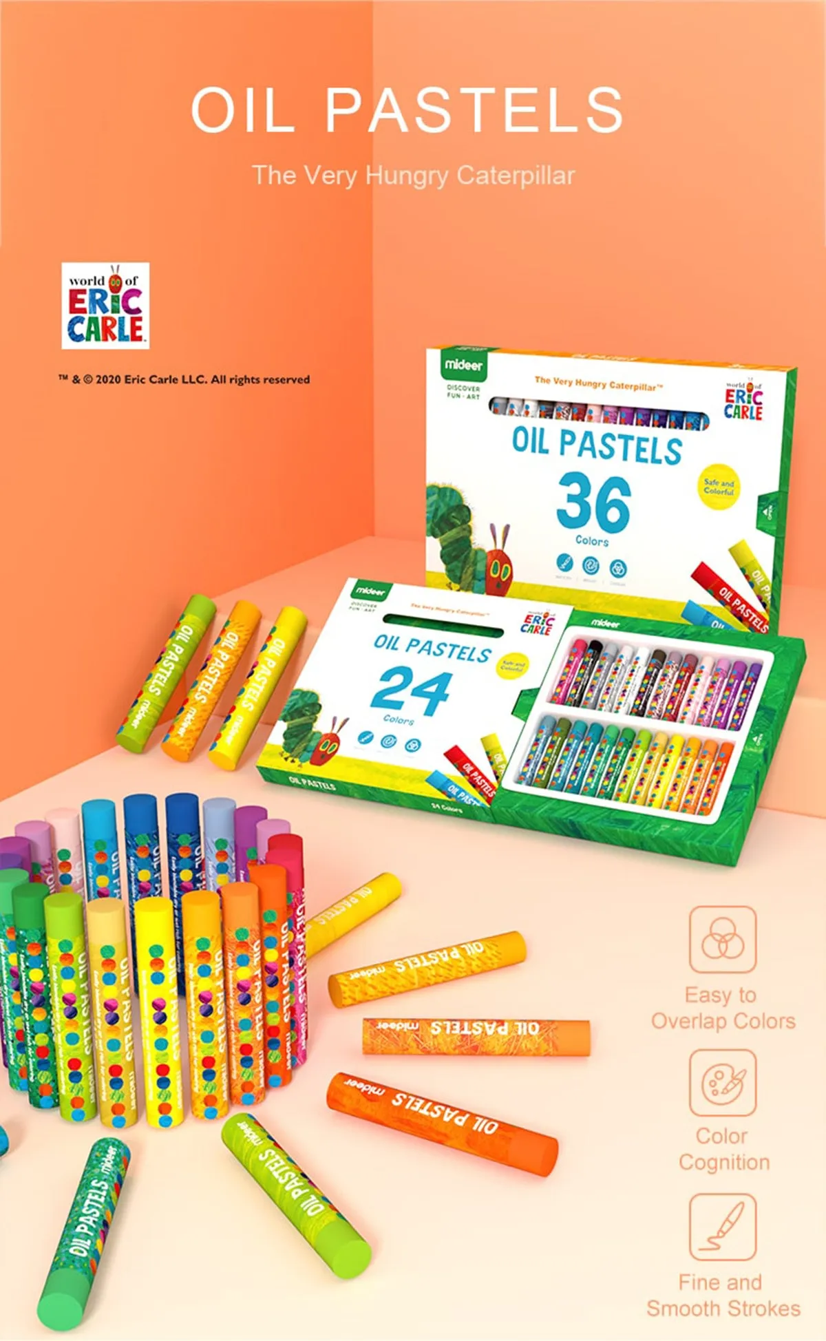 The Very Hungry Caterpillar Oil Pastels: 24 Colours