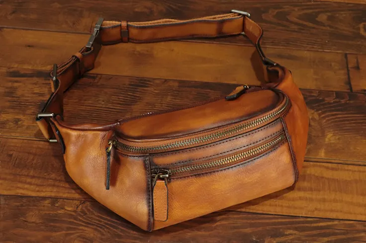 Vintage Womens Leather Chest Bag Waist Purses